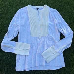 J.Crew Grey Long SleeveTee With Tuxedo Detail